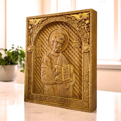 Άγιος Ευαγγελιστής Μάρκος Ξυλόγλυπτη Εικόνα.