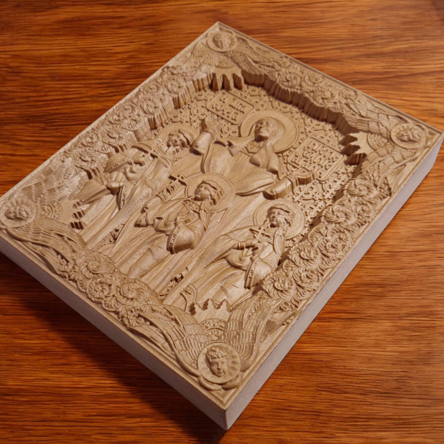 Saints Sophia Faith Hope Love Wooden Carved Handmade Christian Icon. Byzantine Greek Orthodox Decor.