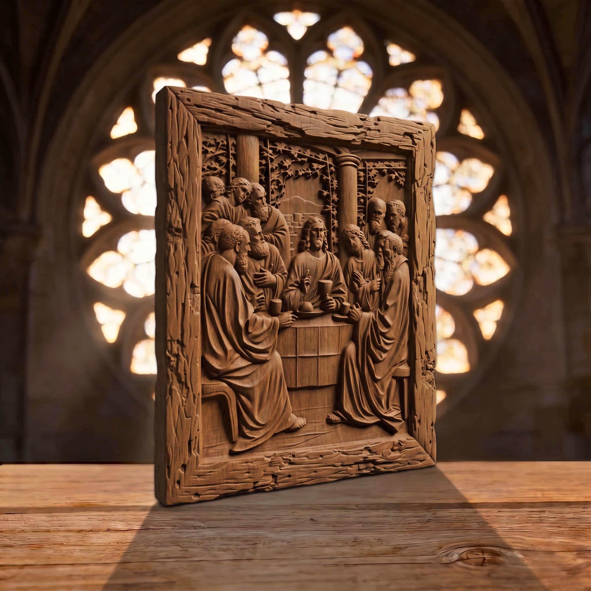 The Last Supper 3 Rustic Frame Wooden Carved Handmade Christian Icon  Byzantine Greek Orthodox Home Decor Cretan Holy Carvings