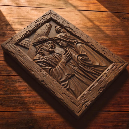 Virgin Mary Supports Jesus Wooden Carved Handmade Christian Icon  Byzantine Greek Orthodox Home Decor Cretan Holy Carvings