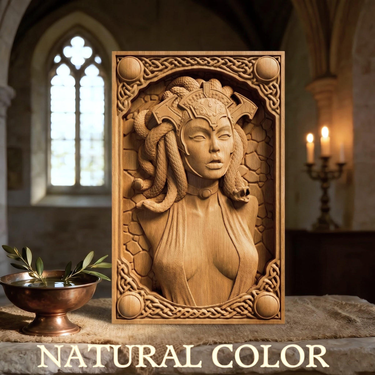 Wooden Medusa Carving | Framed Bas Relief | Sculptural Gift Idea