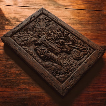 Jesus Christ Resurrecting Lazarus Wooden Carved Handmade Christian Icon  Byzantine Greek Orthodox Home Decor Cretan Holy Carvings
