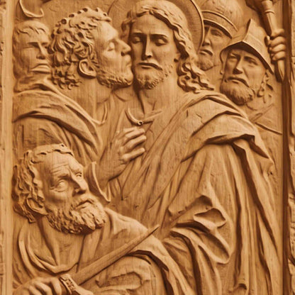 Judas Kiss Betraying Jesus Christ Wooden Carved Handmade Christian Icon  Byzantine Greek Orthodox Home Decor Cretan Holy Carvings