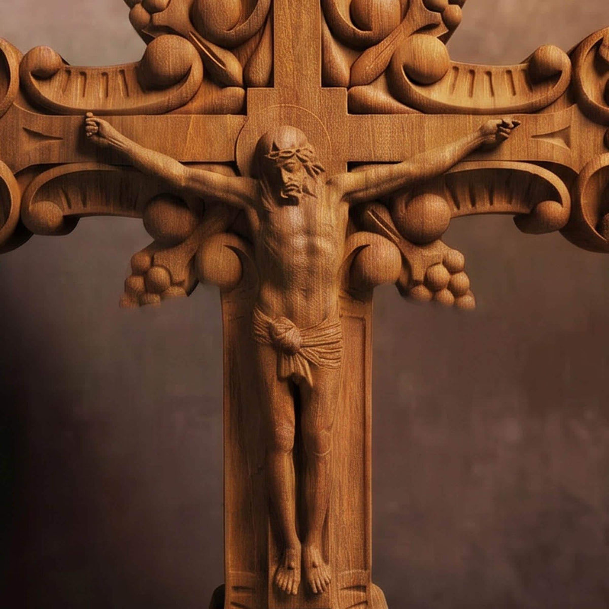 Hand Carved Cross No 7 | Wood Byzantine Greek Christian Wall Art Cretan Holy Carvings