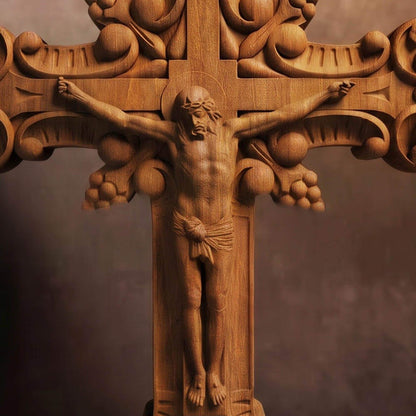 Hand Carved Cross No 7 | Wood Byzantine Greek Christian Wall Art Cretan Holy Carvings