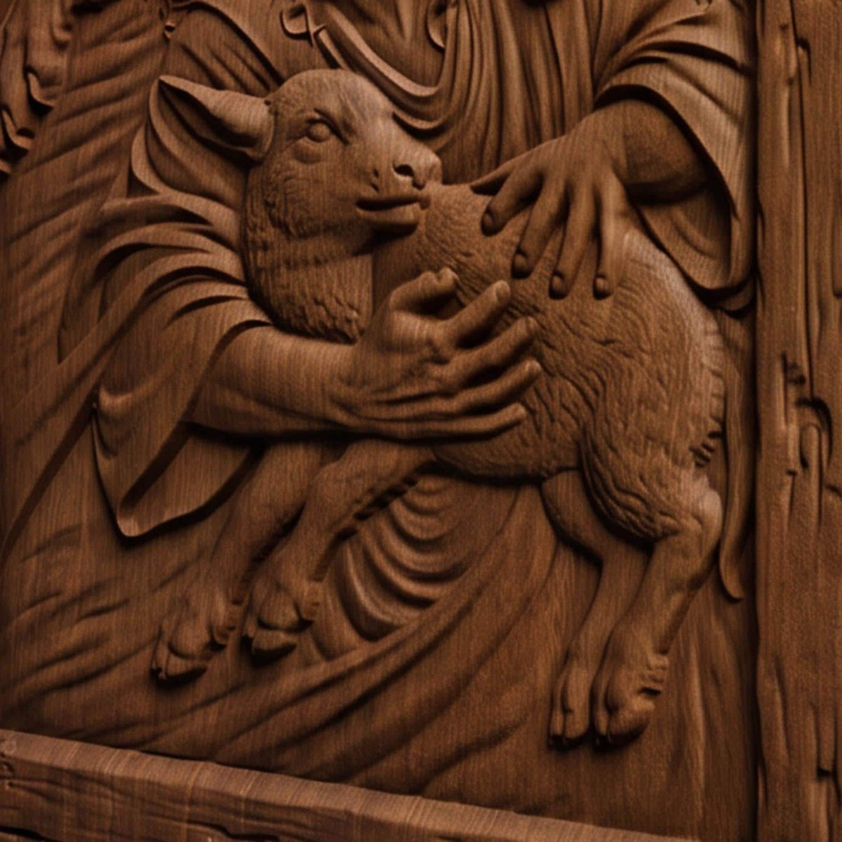 Jesus Christ Saves from the Wolves Wooden Carved Handmade Christian Icon  Byzantine Greek Orthodox Home Art Decor Cretan Holy Carvings