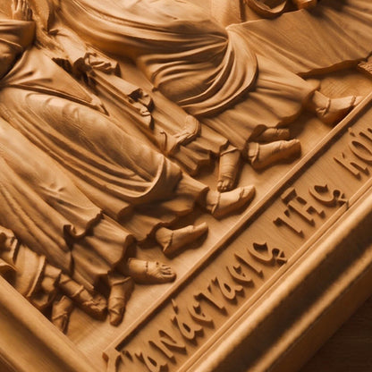 Jesus Raising the Daughter of Jairus Wooden Carved Handmade Christian Icon | Byzantine Greek Orthodox Home Art Decor