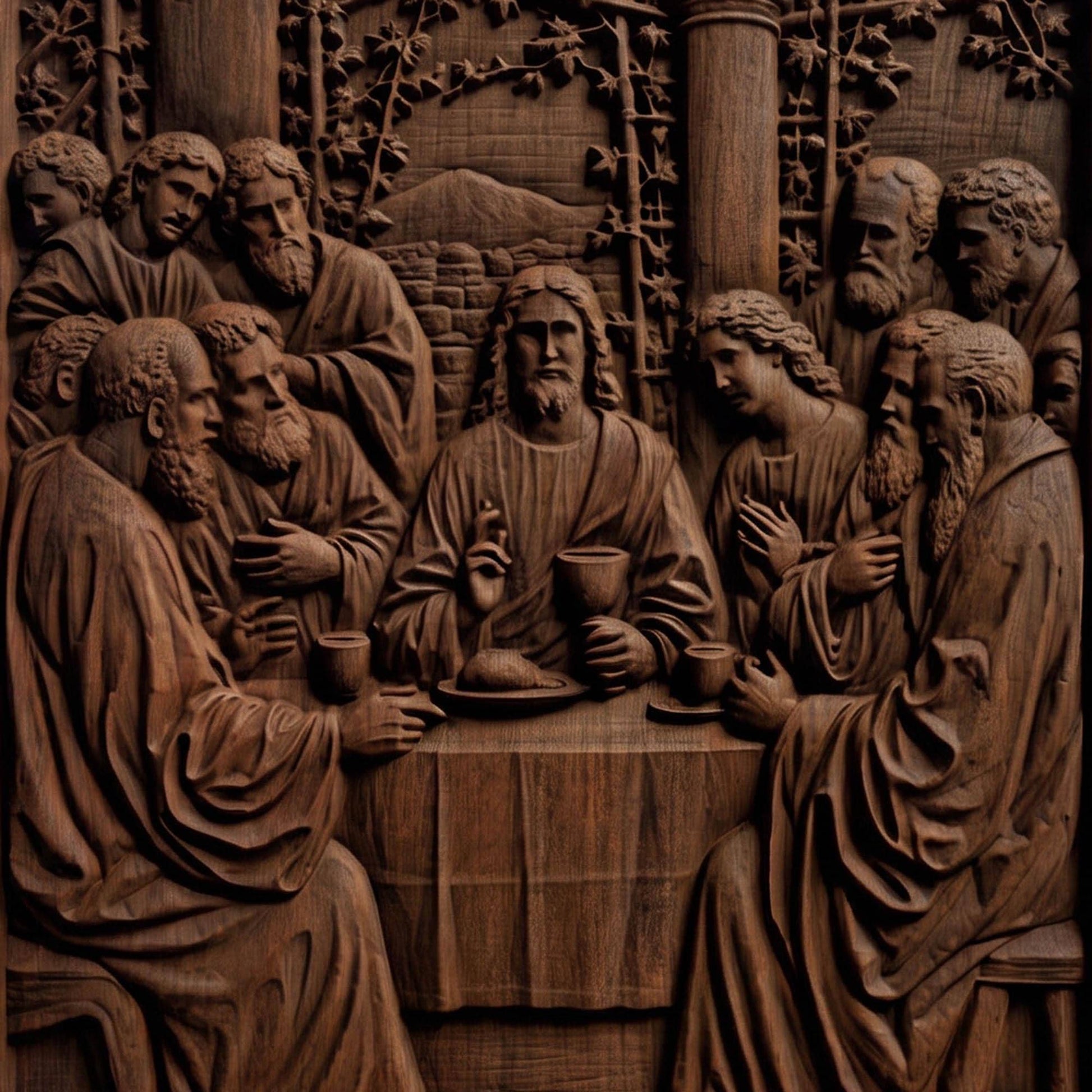 The Last Supper 3 Simple Frame Wooden Carved Handmade Christian Icon  Byzantine Greek Orthodox Home Decor Cretan Holy Carvings