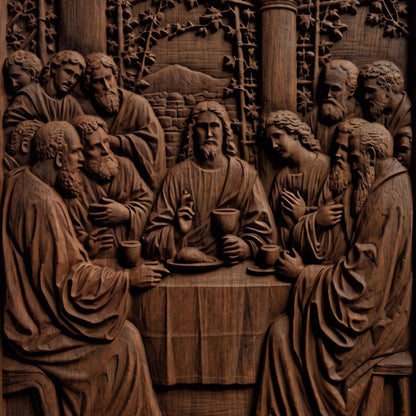 The Last Supper 3 Simple Frame Wooden Carved Handmade Christian Icon  Byzantine Greek Orthodox Home Decor Cretan Holy Carvings