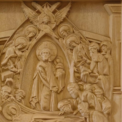 Κοίμηση της Θεοτόκου Ξυλόγλυπτη Εικόνα.
