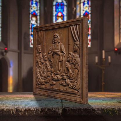 Jesus Christ Blesses the Bread Wooden Carved Handmade Christian Icon  Byzantine Greek Orthodox Home Decor Cretan Holy Carvings
