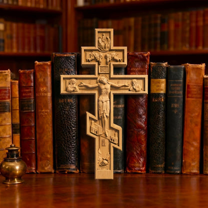 Hand Carved Cross No 1 | Wood Byzantine Greek Christian Wall Art