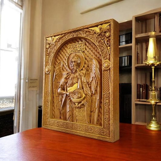 Άγιος Ιωάννης ο Βαπτιστής Ξυλόγλυπτη Εικόνα.