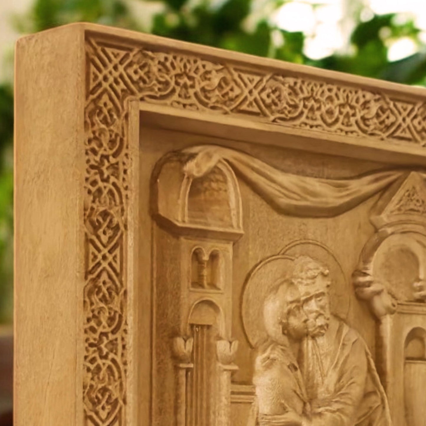 Saints Joachim and Anne Wooden Carved Handcrafted Christian Religious Icon. Byzantine Home Wall Art Decor Gift. Orthodox Greek Sculpture.