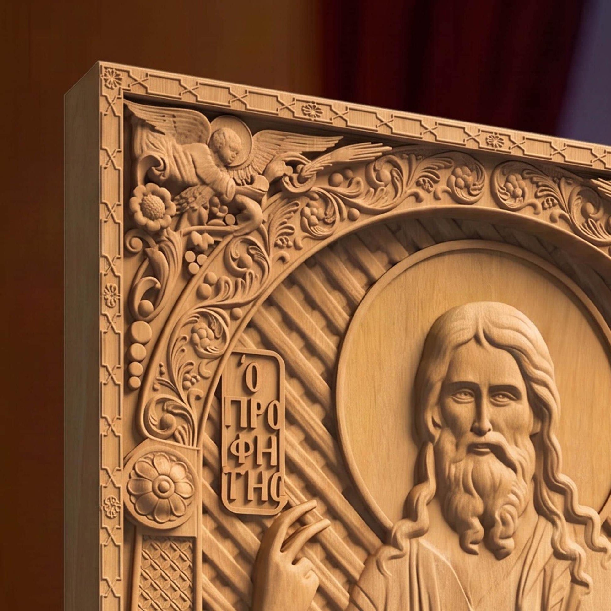 Prophet Jeremiah Wooden Carved Handmade Christian Icon | Byzantine Greek Orthodox Home Art Decor