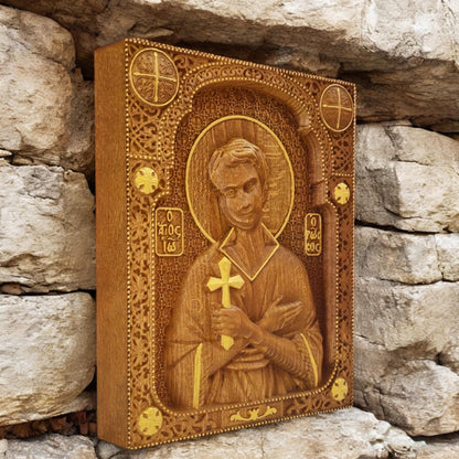 Saint John the Russian Wooden Carved Handmade Christian Icon. Byzantine Greek Orthodox Home Art Decor.