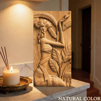 African Woman Wooden Bas Relief | Wood Panel Art | Sculptural Gift Idea