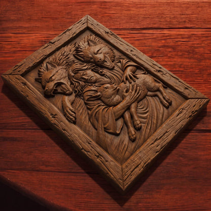 Jesus Christ Saves from the Wolves Wooden Carved Handmade Christian Icon  Byzantine Greek Orthodox Home Art Decor Cretan Holy Carvings