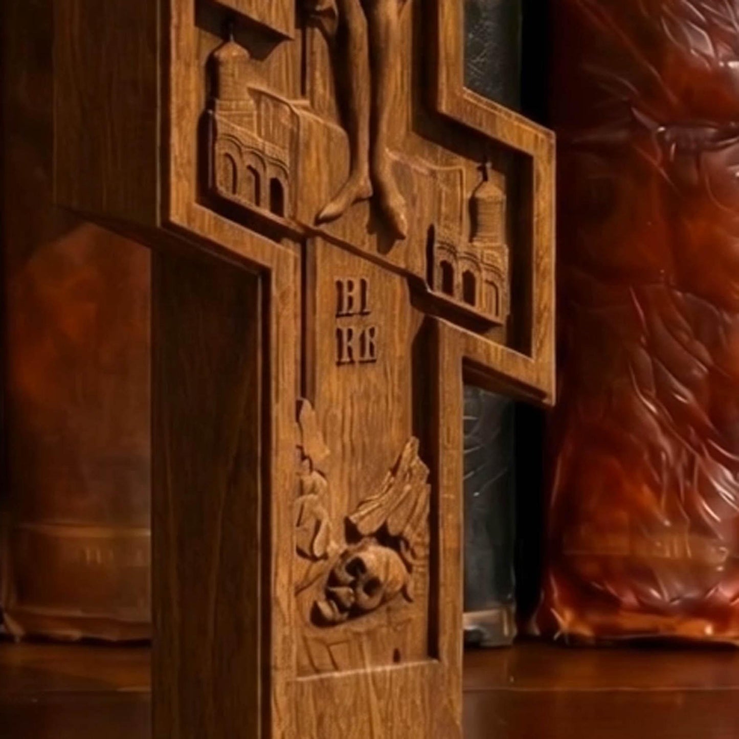 Hand Carved Cross No 1 | Wood Byzantine Greek Christian Wall Art