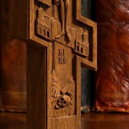 Hand Carved Cross No 1 | Wood Byzantine Greek Christian Wall Art