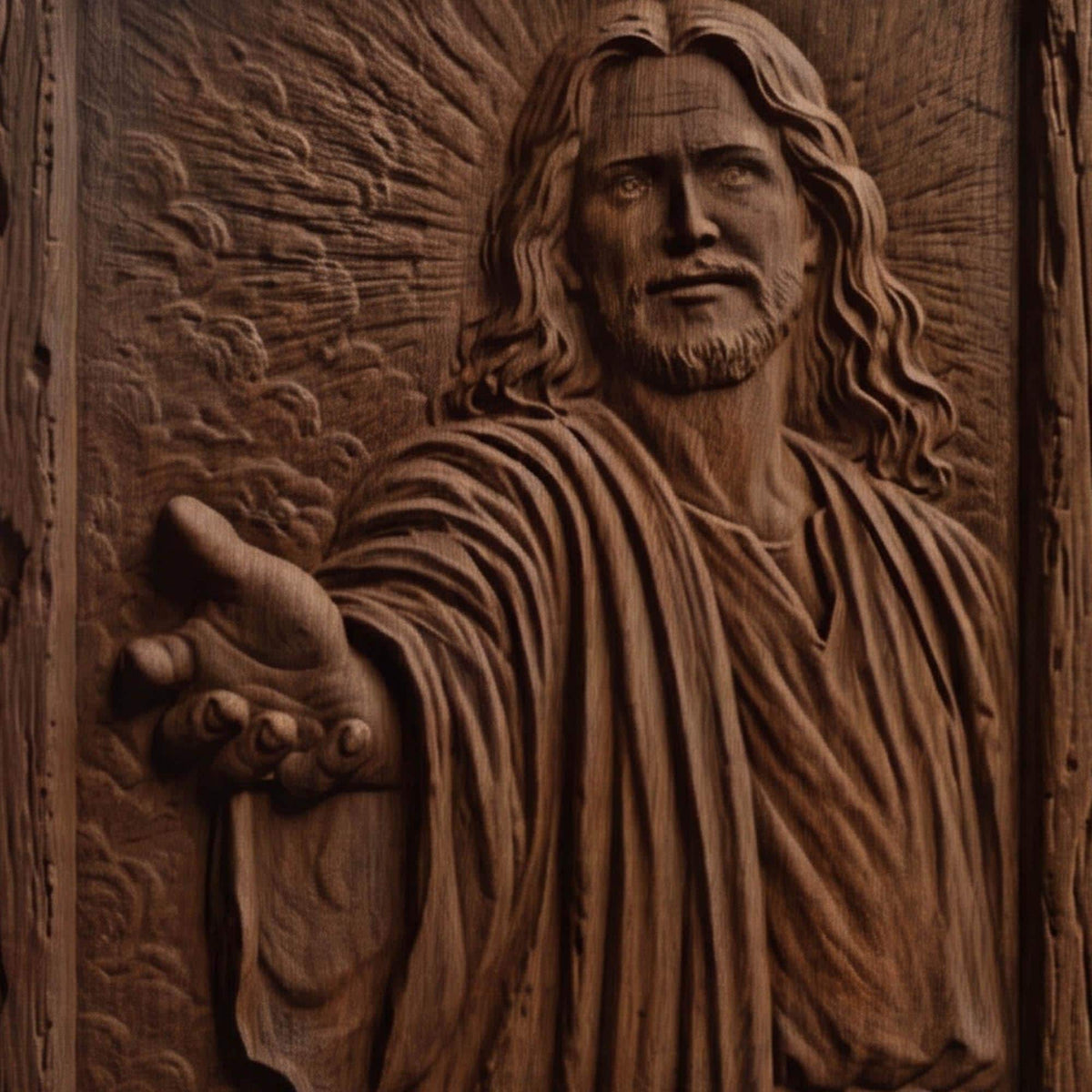 Jesus Christ - Come to Me Wooden Carved Handmade Christian Icon  Byzantine Greek Orthodox Home Decor Cretan Holy Carvings
