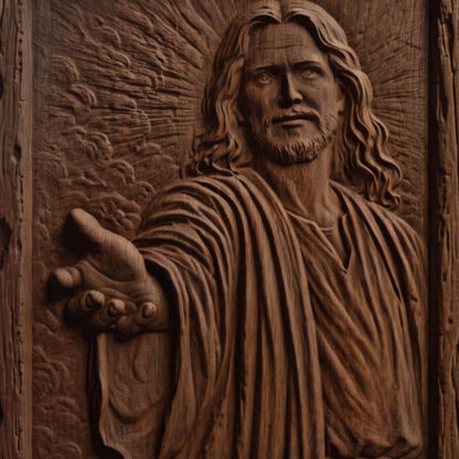 Jesus Christ - Come to Me Wooden Carved Handmade Christian Icon  Byzantine Greek Orthodox Home Decor Cretan Holy Carvings