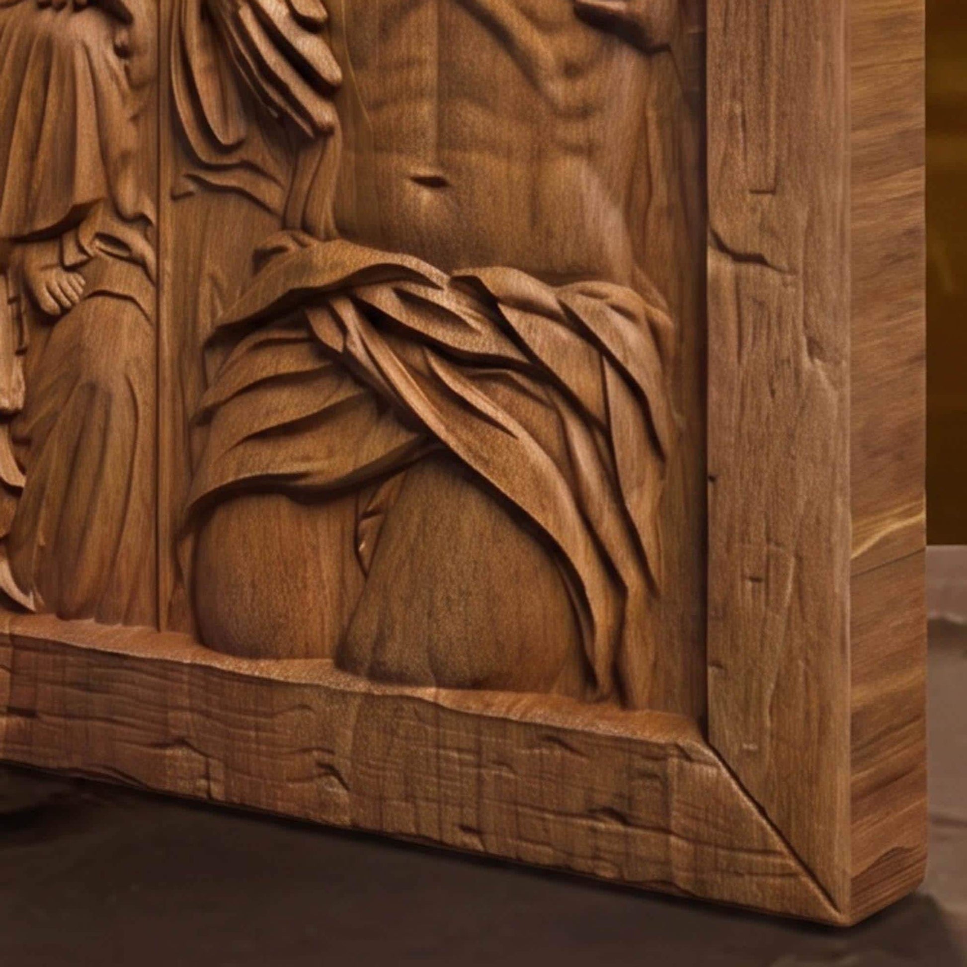 Jesus and Mother Mary Wooden Carved Handmade Christian Icon  Byzantine Greek Orthodox Home Decor Cretan Holy Carvings