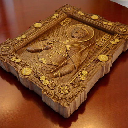 Άγιος Δημήτριος Θεσσαλονίκης Ξυλόγλυπτη Εικόνα.
