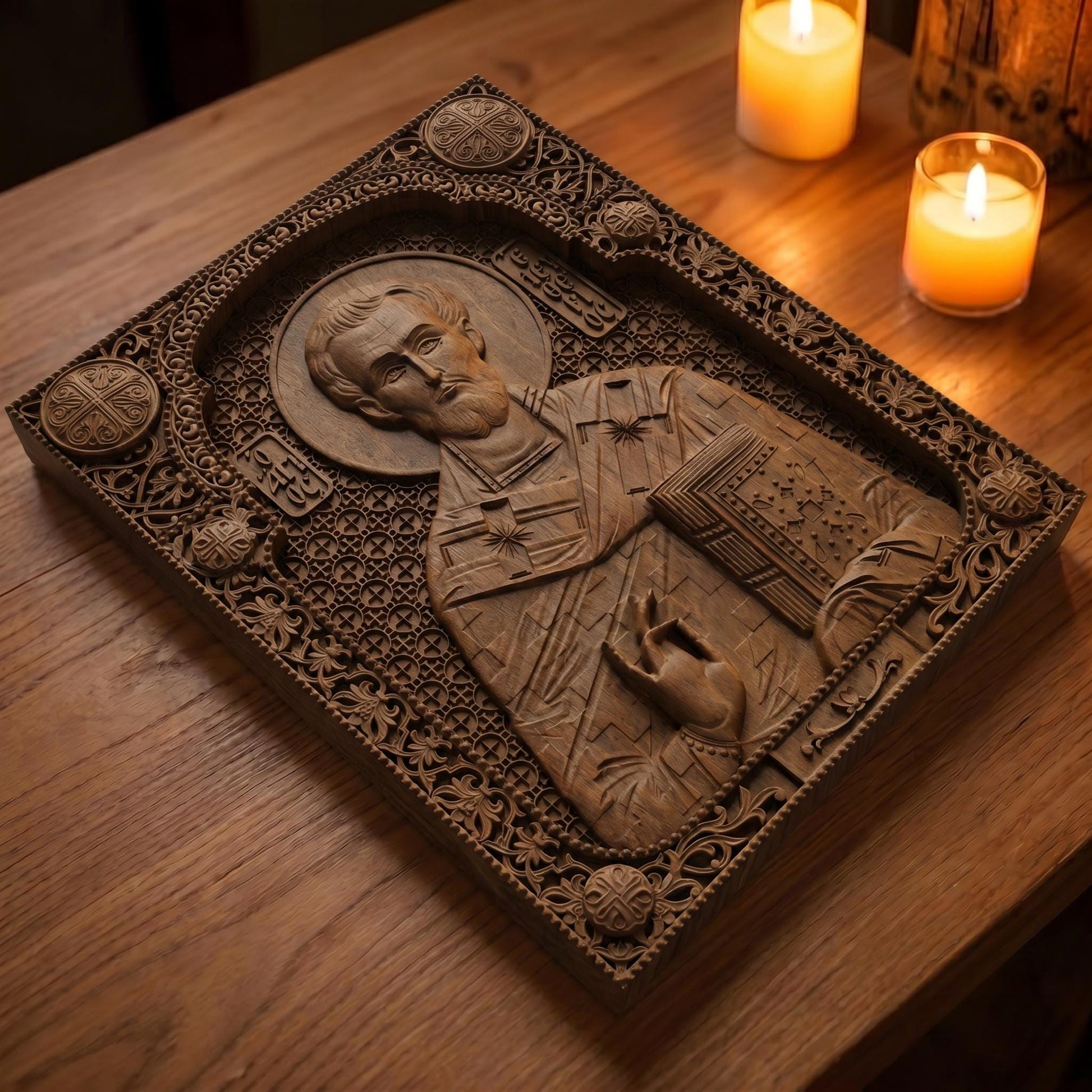 Saint Eleftherios Patron Saint of Pregnant Women Wooden Carved Handmade Christian Icon | Byzantine Greek Orthodox Home Art Decor