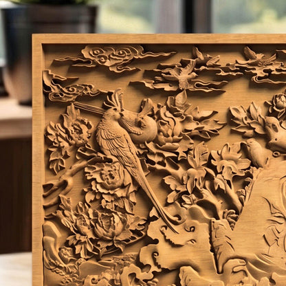 Birds of Paradise Wooden Bas Relief | Wood Panel Art | Sculptural Gift Idea