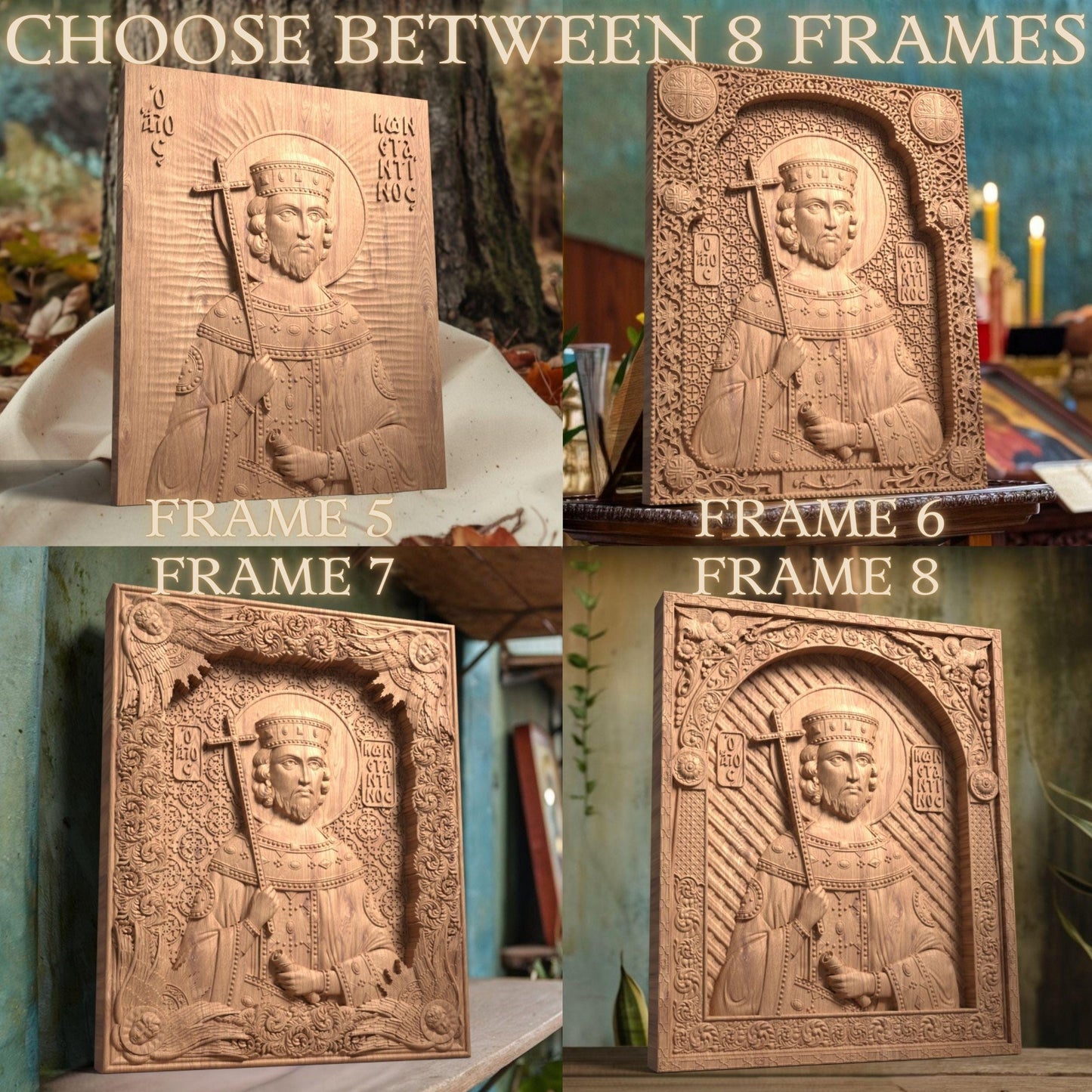 Άγιος Κωνσταντίνος Ξυλόγλυπτη Εικόνα.