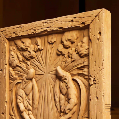 Jesus Christ Protecting at Every Step Wooden Carved Handmade Christian Icon  Byzantine Greek Orthodox Home Art Decor Cretan Holy Carvings