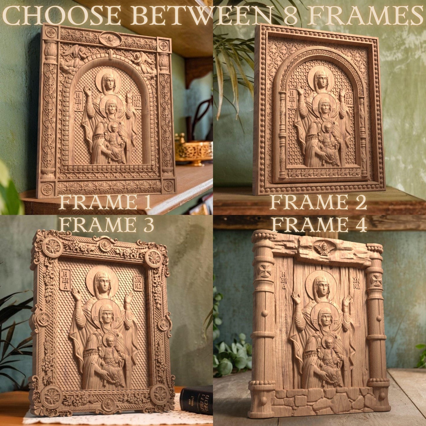 Παναγία, Αγία Άννα και Ιησούς Χριστός Ξυλόγλυπτη Εικόνα.