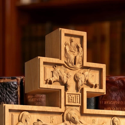 Hand Carved Cross No 1 | Wood Byzantine Greek Christian Wall Art
