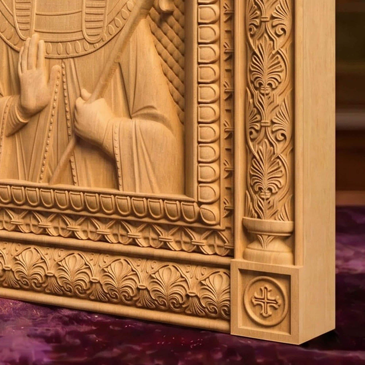 Patriarch Joseph Wooden Carved Handmade Christian Icon | Byzantine Greek Orthodox Home Art Decor