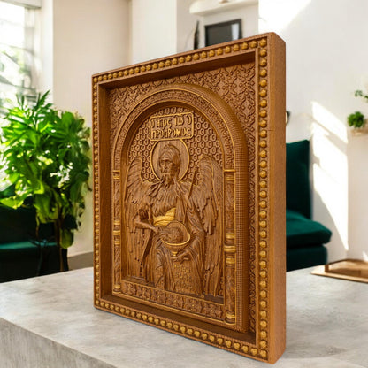 Άγιος Ιωάννης ο Βαπτιστής Ξυλόγλυπτη Εικόνα.
