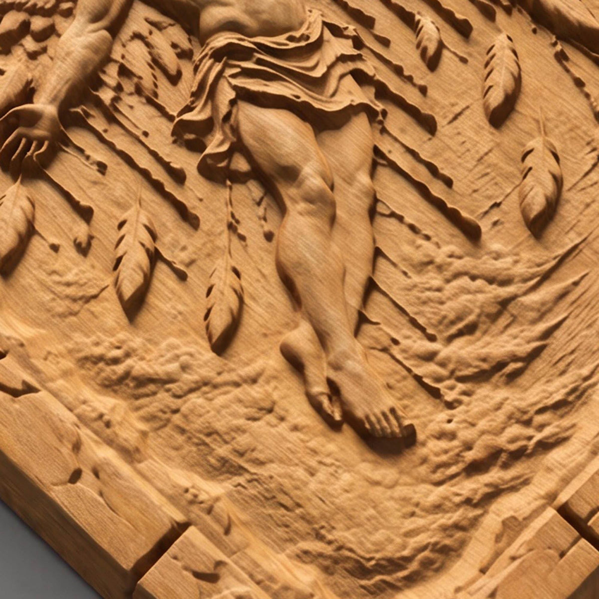 Icarus Melting Wings from Ancient Greek Mythology 3D Wooden Bas Relief Panel Art Sculptural Gift Idea Cretan Holy Carvings
