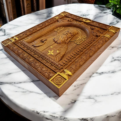 Άγιος Νεκτάριος Αιγίνης Ξυλόγλυπτη Εικόνα.