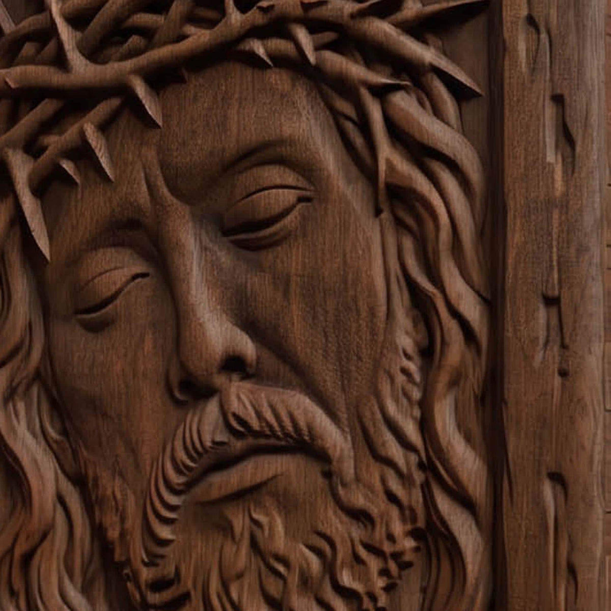 Jesus Face Wooden Carved Handmade Christian Icon  Byzantine Greek Orthodox Home Decor Cretan Holy Carvings