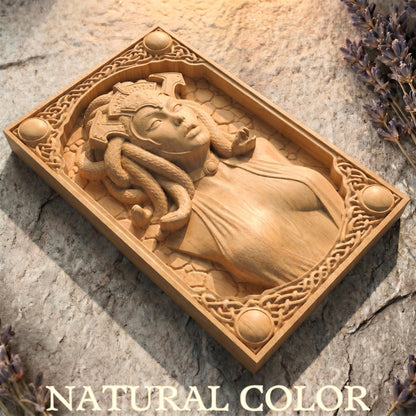 Wooden Medusa Carving | Framed Bas Relief | Sculptural Gift Idea
