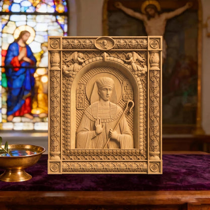Patriarch Joseph Wooden Carved Handmade Christian Icon | Byzantine Greek Orthodox Home Art Decor