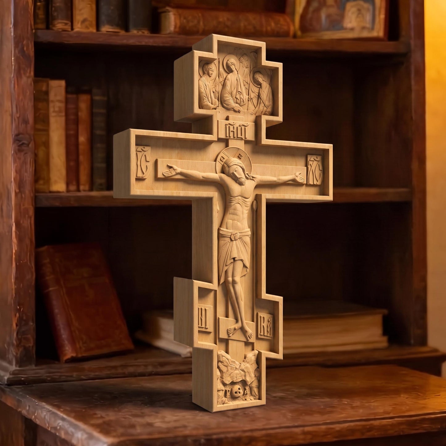Hand Carved Cross No 9 | Wood Byzantine Greek Christian Wall Art Cretan Holy Carvings