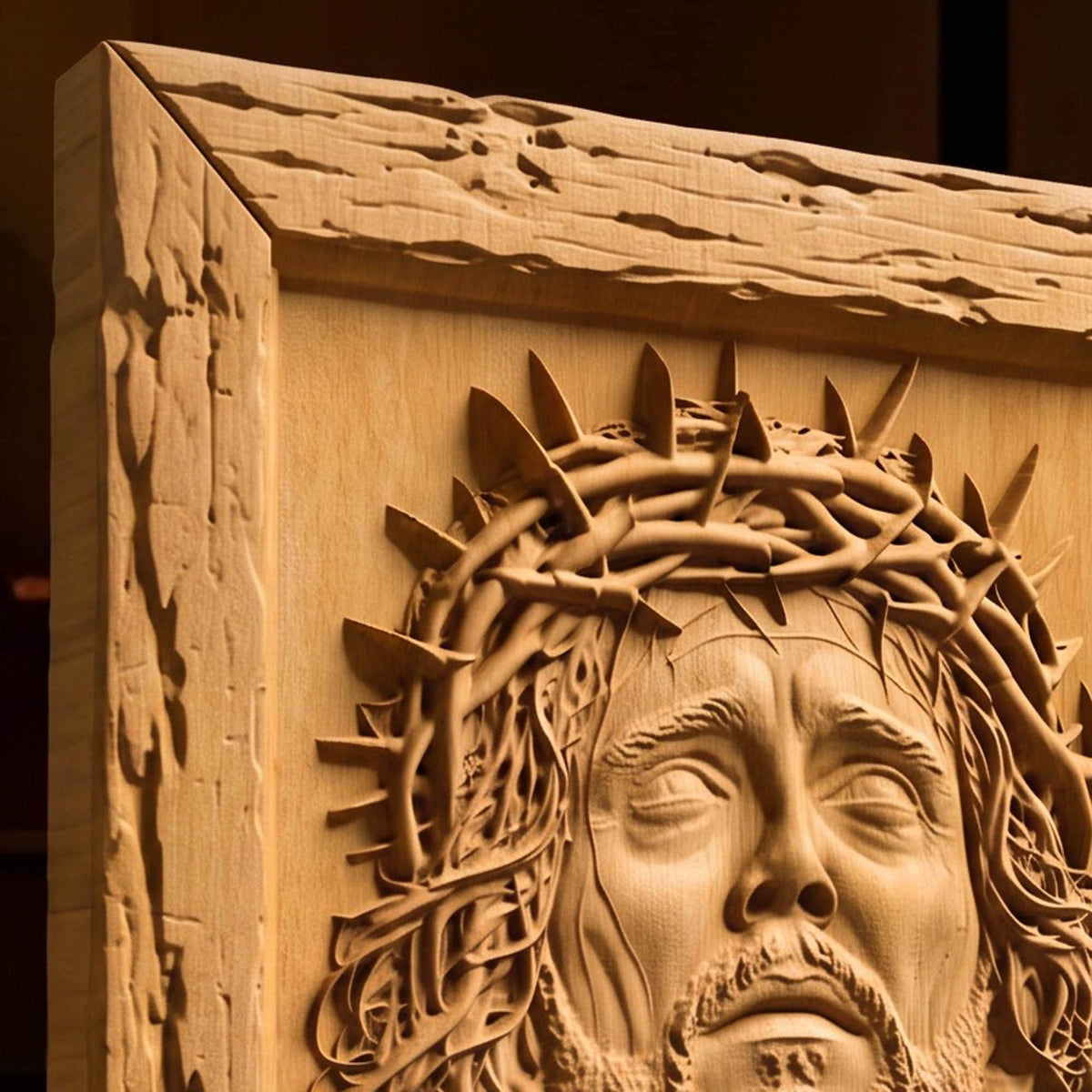 Jesus Christ Looking Up Wooden Carved Handmade Christian Icon  Byzantine Greek Orthodox Home Art Decor Cretan Holy Carvings