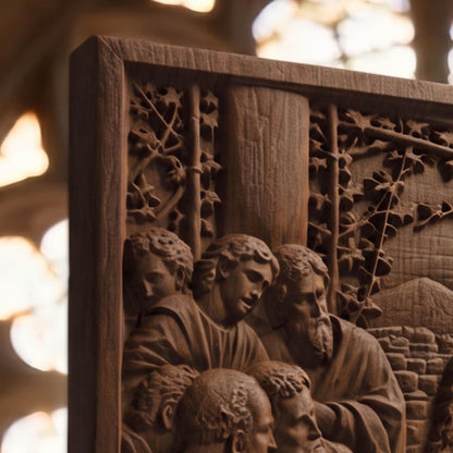 The Last Supper 3 Simple Frame Wooden Carved Handmade Christian Icon  Byzantine Greek Orthodox Home Decor Cretan Holy Carvings