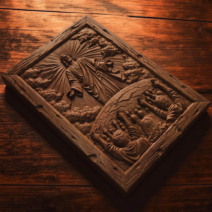 Jesus Blessing the World Wooden Carved Handmade Christian Icon  Byzantine Greek Orthodox Home Decor Cretan Holy Carvings