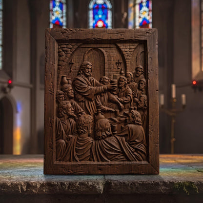 Jesus Christ Blesses the Wine Wooden Carved Handmade Christian Icon  Byzantine Greek Orthodox Home Decor Cretan Holy Carvings