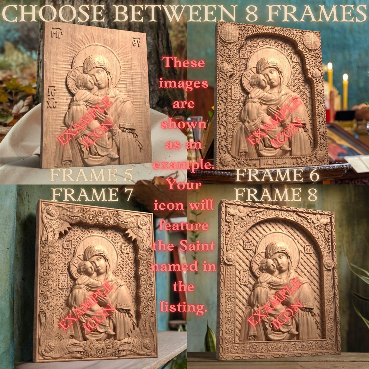 Prophet Solomon Wooden Carved Handmade Christian Icon Left Side Natural Wood Color Cretan Holy Carvings