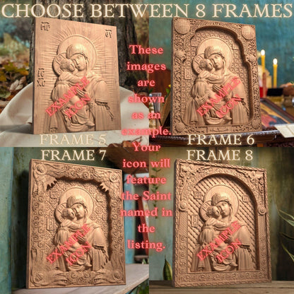 Prophet Solomon Wooden Carved Handmade Christian Icon Left Side Natural Wood Color Cretan Holy Carvings