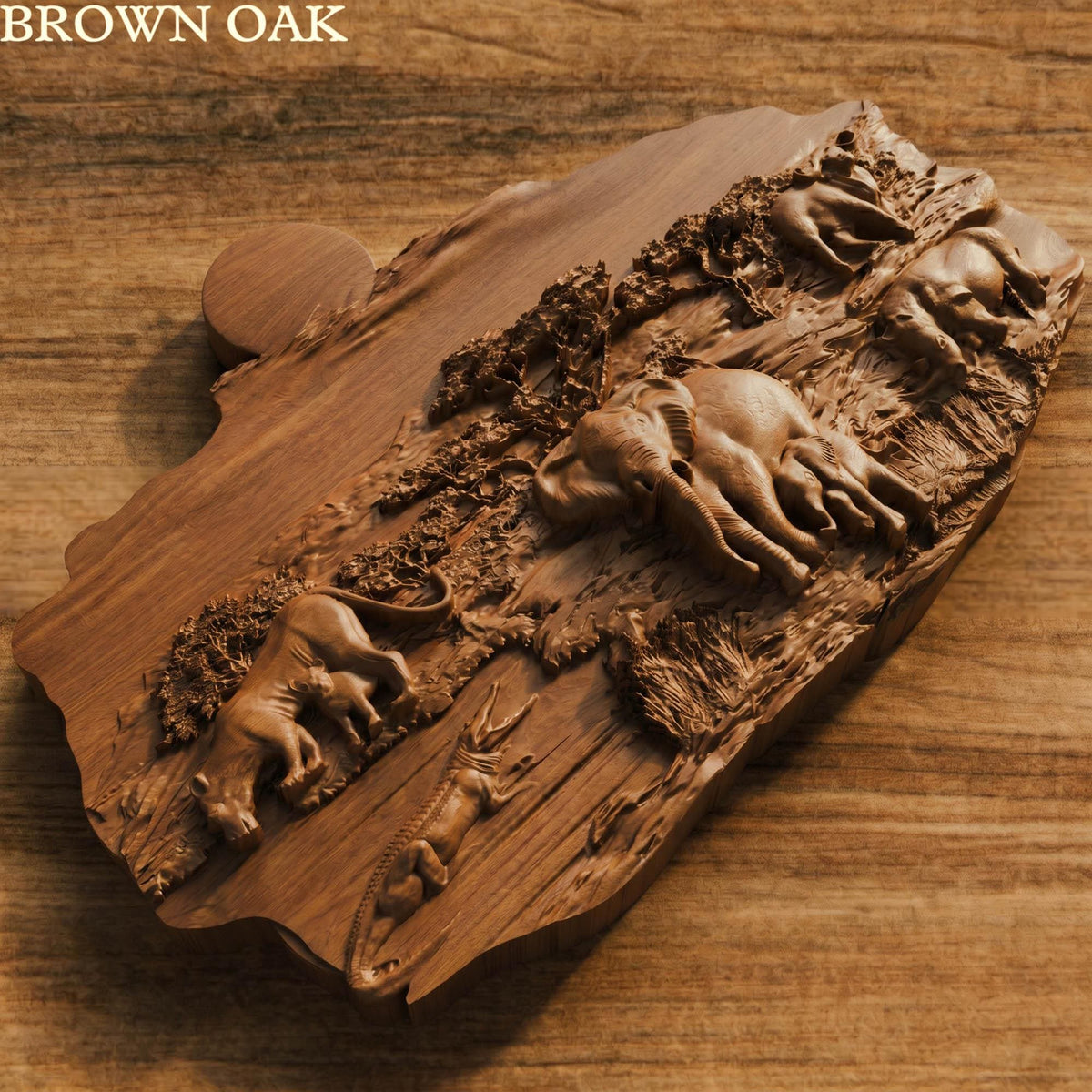 African Nature Scene Wooden Bas Relief | Wood Panel Art | Sculptural Gift Idea