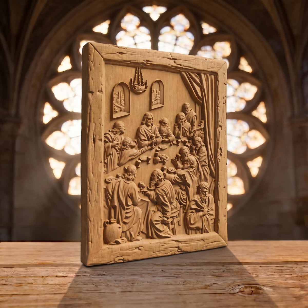 The Last Supper 5 Wooden Carved Handmade Christian Icon  Byzantine Greek Orthodox Home Decor Cretan Holy Carvings
